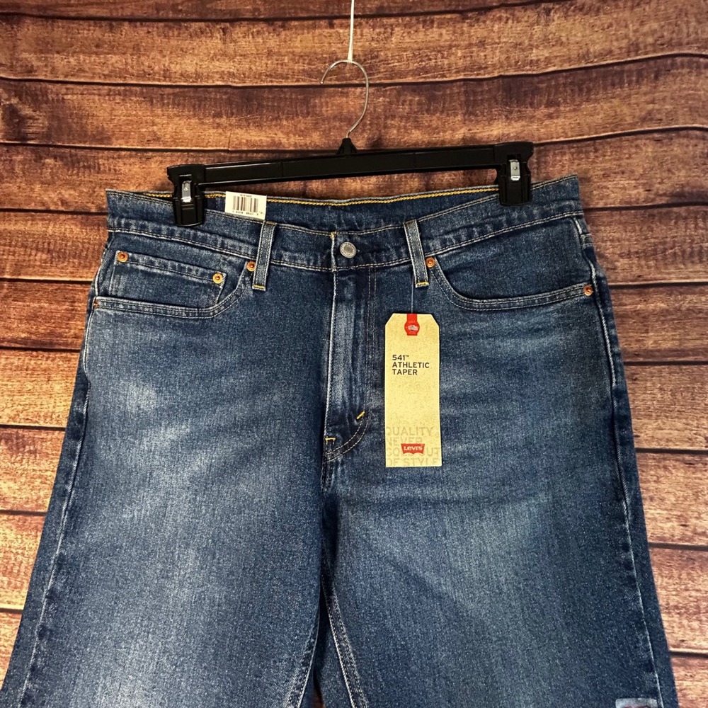 Levis 541 Athletic Taper Mens Jeans 34x30 Dark Wash Blue Stretch 18181-0433 NEW